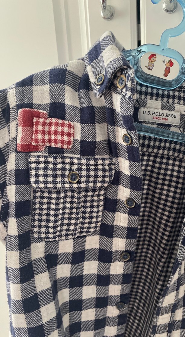 Erkek Çocuk Gri Kareli Uzun Kollu Gömlek - Görsel 3