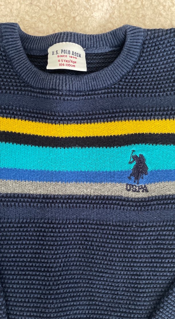 Erkek Çocuk Triko Kazak Mavi Çizgili - Görsel 3