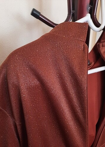 Kiremit rengi simli kadın abiye - Görsel 8