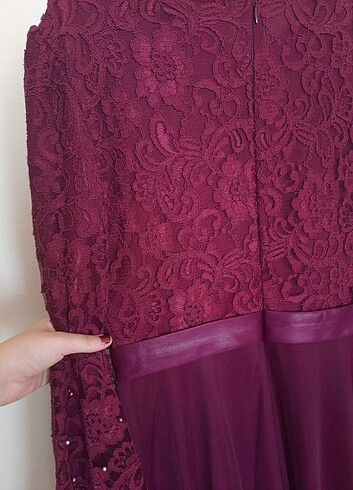 Boncuklu kadın mor abiye - Görsel 4