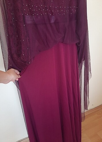 Boncuklu kadın mor abiye - Görsel 6