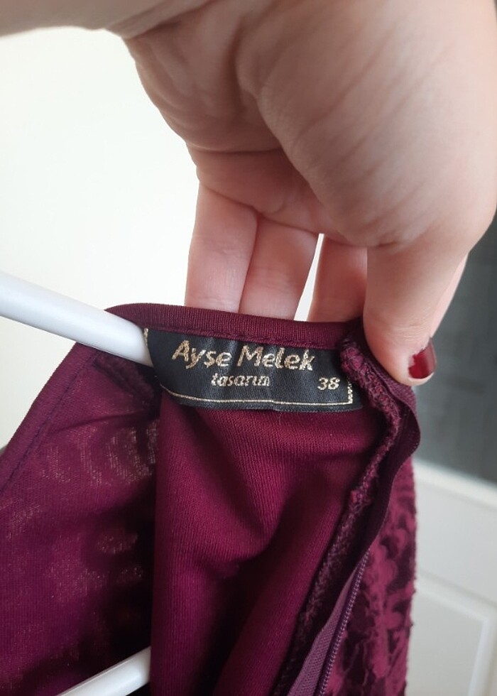 Boncuklu kadın mor abiye - Görsel 5