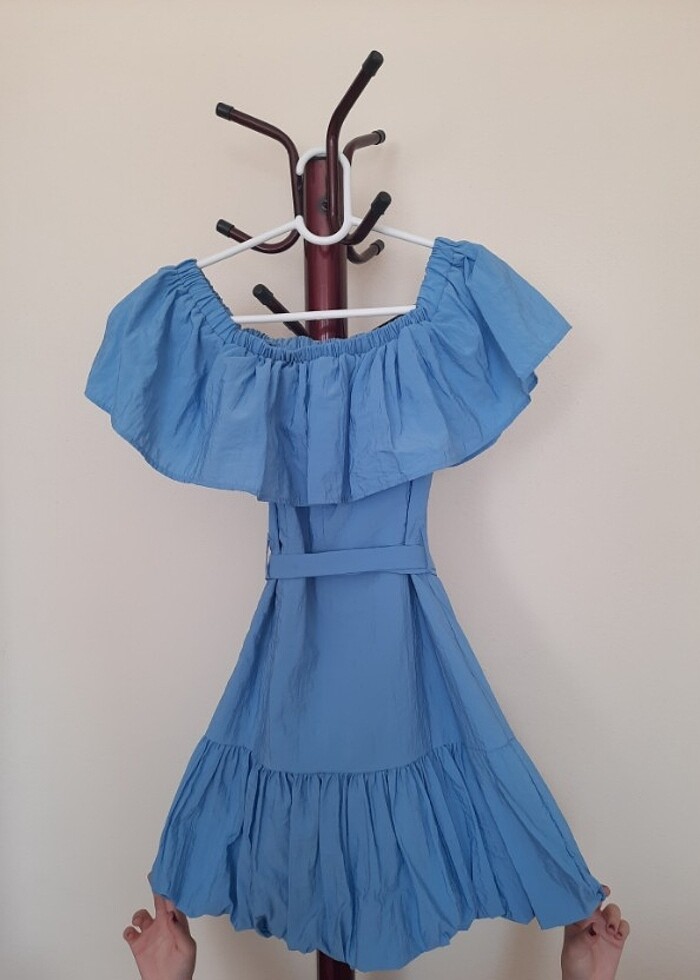 Mavi balon yazlık elbise - Görsel 2