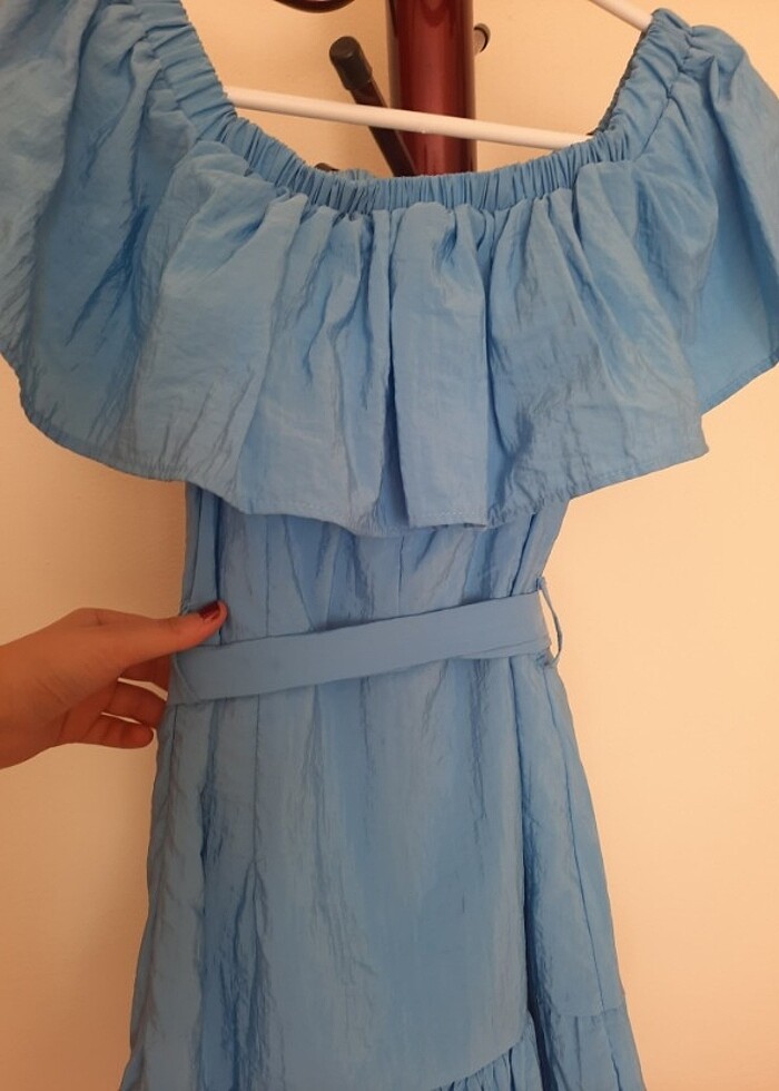 Mavi balon yazlık elbise - Görsel 3