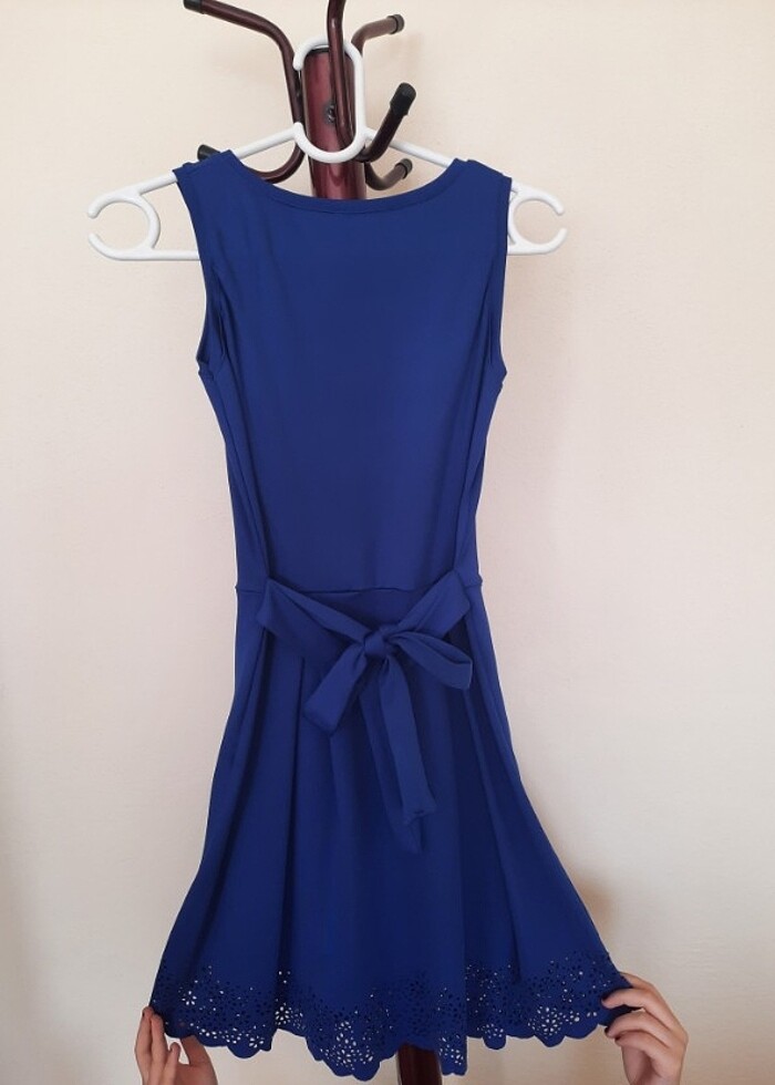 Lacivert yazlık elbise - Görsel 3