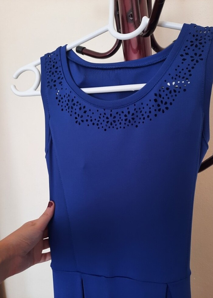 Lacivert yazlık elbise - Görsel 2