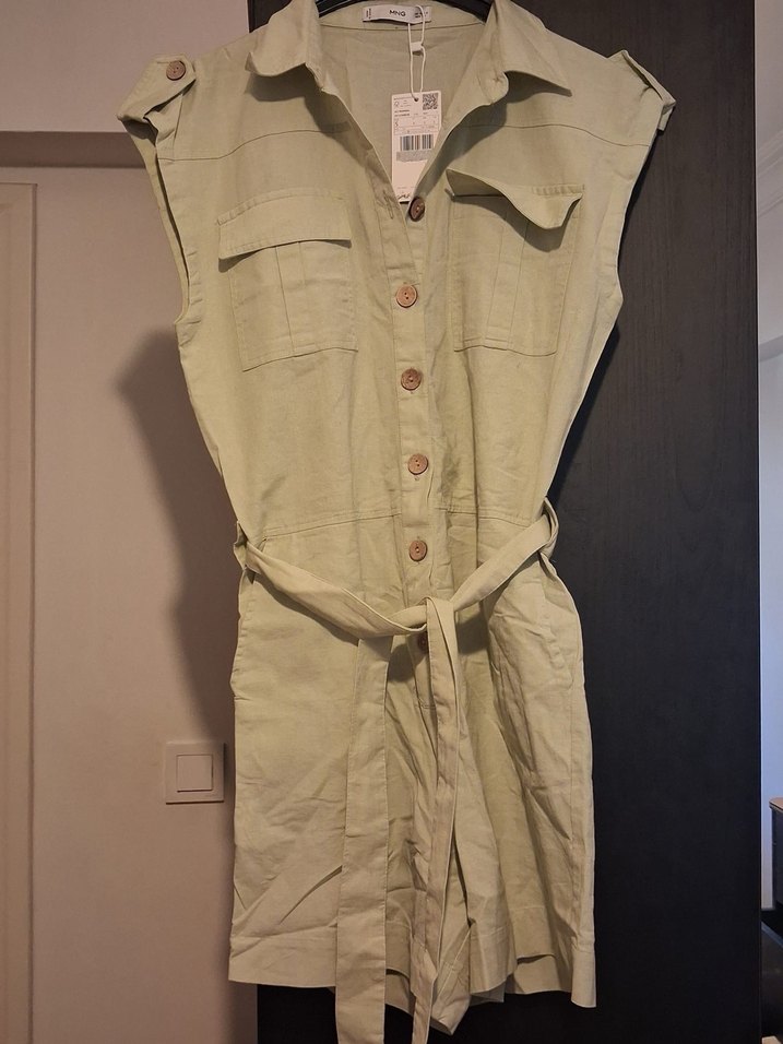 Keten Şortlu Tulum - Görsel 2