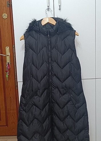 MCS Kürklü Şişme Yelek Mont Kışlık Uzun