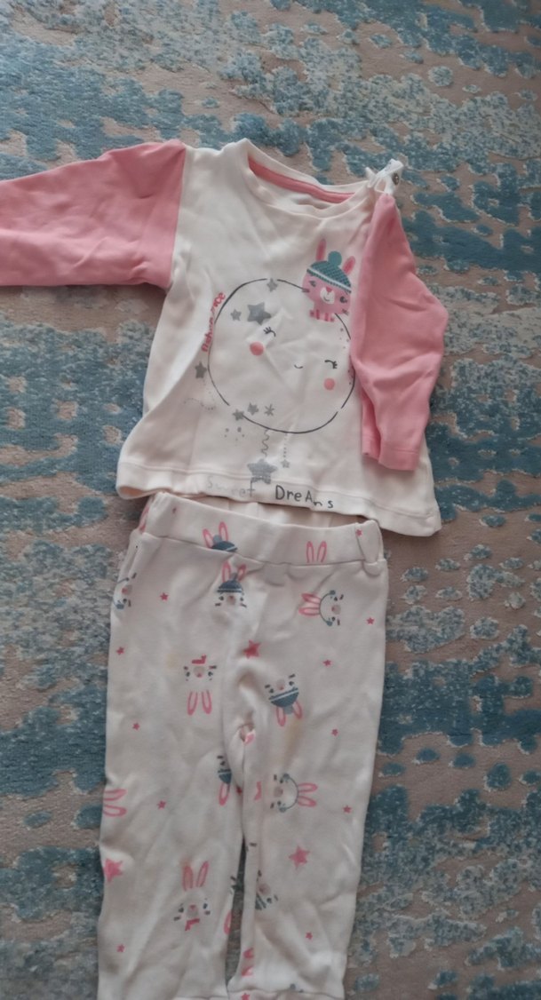 Pembe Baskılı Uzun Kollu Bebek Kıyafet Takımı - Görsel 2