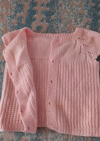 Kız Çocuk Pembe Triko Kolsuz Hırka - Görsel 2