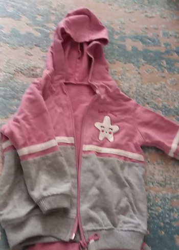 Pembe Gri Nakışlı Bebek Kız Takımı - Görsel 2