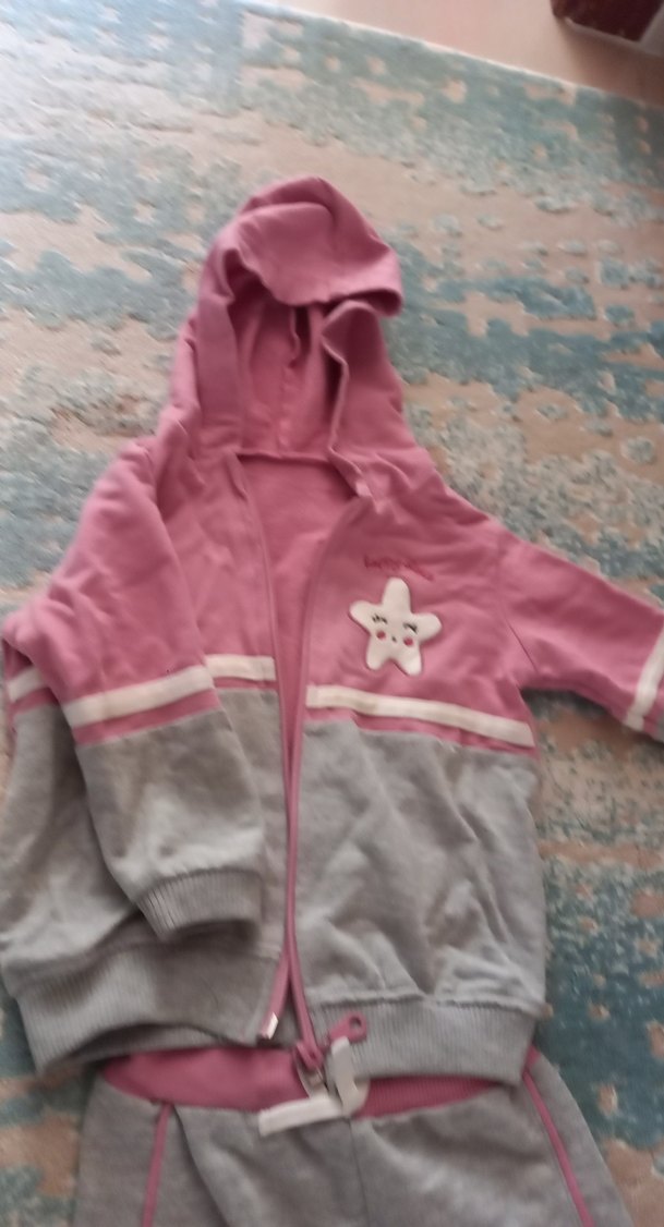 Pembe Gri Nakışlı Bebek Kız Takımı - Görsel 2