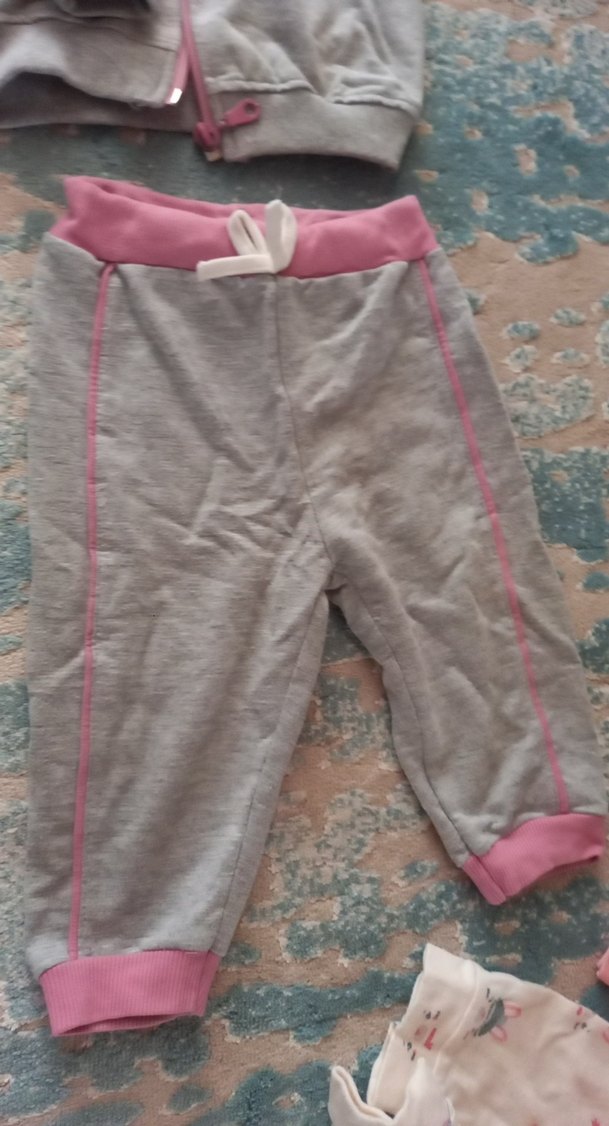 Pembe Gri Nakışlı Bebek Kız Takımı - Görsel 3