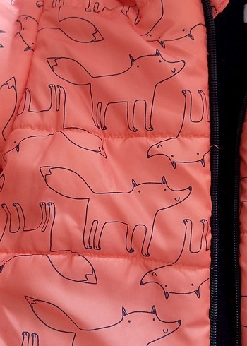 Kız Çocuk turuncu Fermuarlı Baskılı Mont - Görsel 5