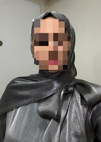 Tesettür Gri Abiye Elbise + ŞAL DAHİL  L/XL 2 Beden - Görsel 2