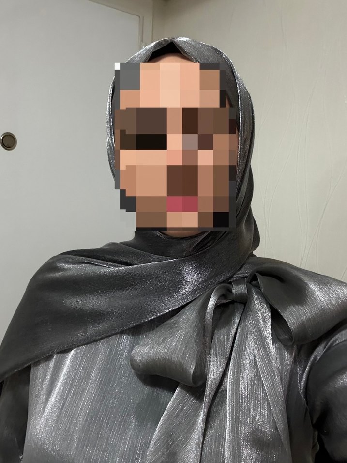 Tesettür Gri Abiye Elbise + ŞAL DAHİL  L/XL 2 Beden - Görsel 2