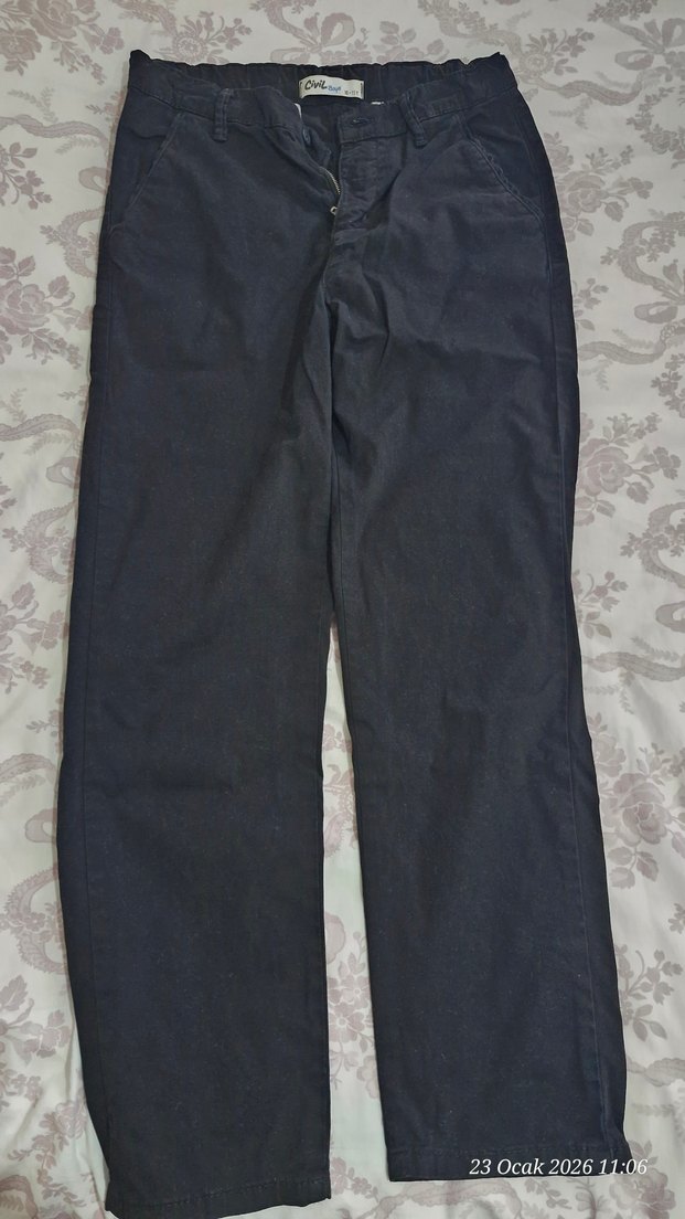 Düğmeli Gri Erkek Çocuk Kot Pantolon - Görsel 3