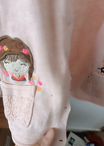 24-36 Ay Beden pembe Renk Kız Çocuk Pembe Nakışlı Örgü Hırka