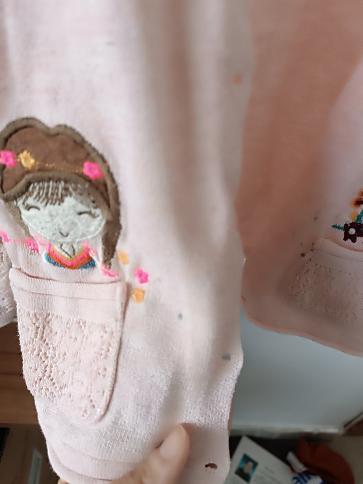 Kız Çocuk Pembe Nakışlı Örgü Hırka - Görsel 4