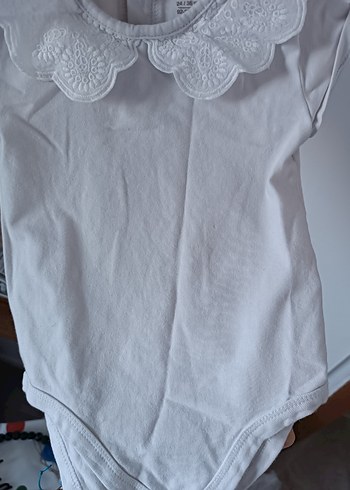 Dantel Yakalı Beyaz Kız Bebek Body - Görsel 3