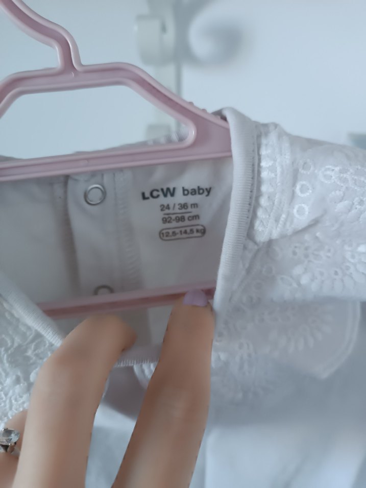 Dantel Yakalı Beyaz Kız Bebek Body - Görsel 2