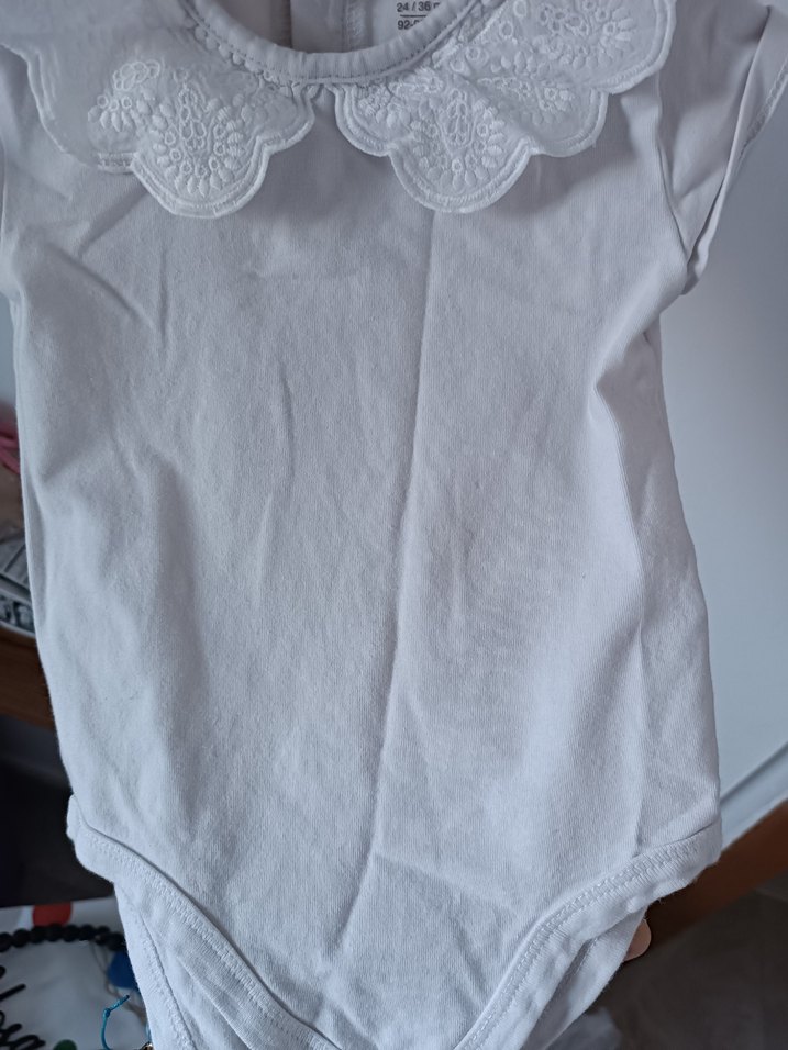 Dantel Yakalı Beyaz Kız Bebek Body - Görsel 3