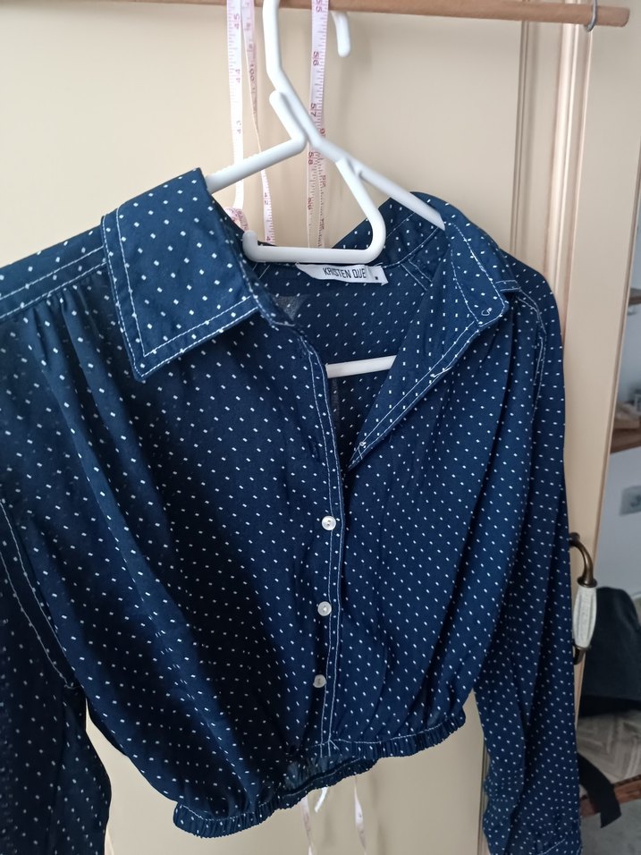 kristen que marka crop gömlek - Görsel 5