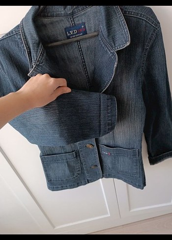 38 Beden Düğmeli Lacivert Kadın Denim Ceket