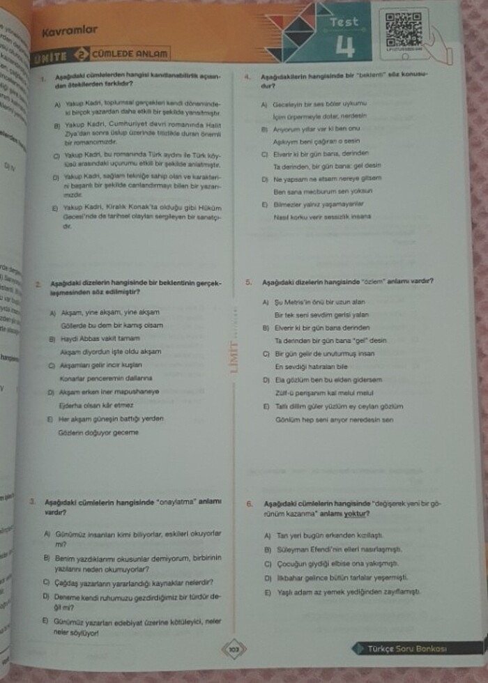 Limit Tyt Türkçe Soru bankası - Görsel 2