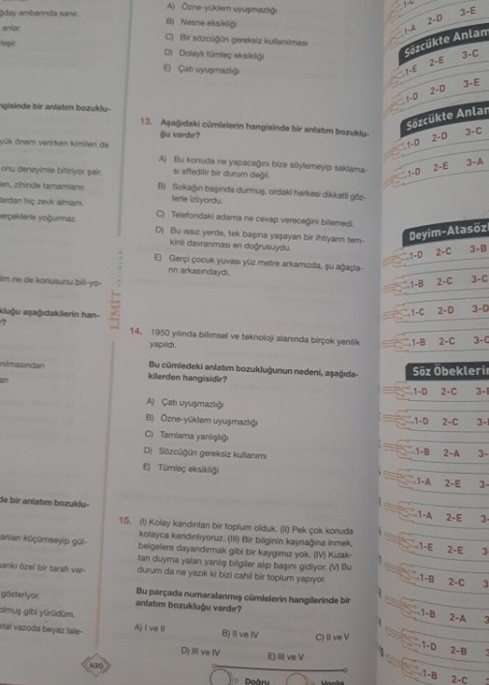 Limit Tyt Türkçe Soru bankası - Görsel 3