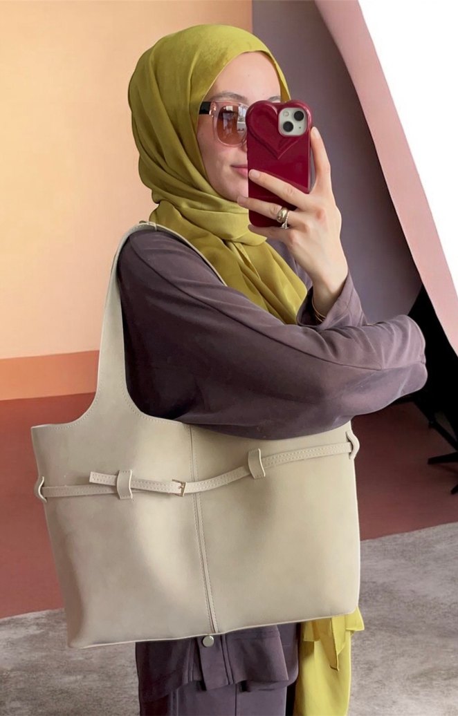 Kadın bej Omuz Çantası - Görsel 2