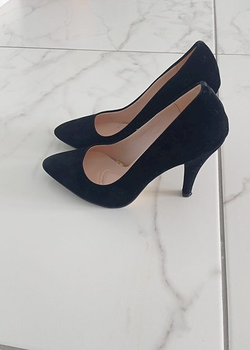 37 Beden Siyah Süet Stiletto Topuklu Kadın Ayakkabı