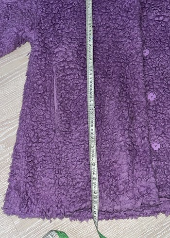 Düğmeli Mor Kadın Midi Kaban - Görsel 3