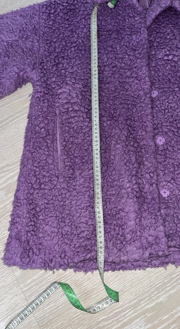 Düğmeli Mor Kadın Midi Kaban - Görsel 3