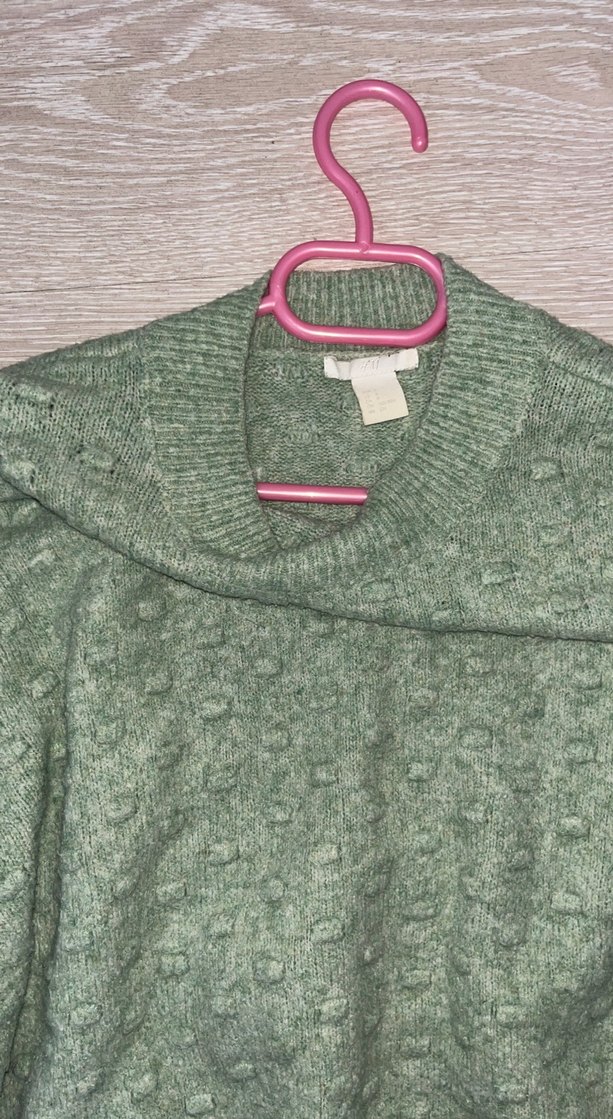 Kadın Yeşil Örgü Salaş Kazak - Görsel 2