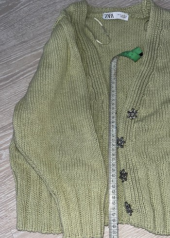 Kadın Yeşil Örgü V-Yaka Hırka - Görsel 4