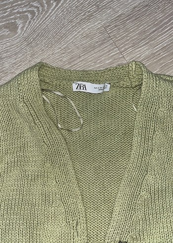 Kadın Yeşil Örgü V-Yaka Hırka - Görsel 2