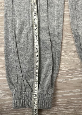 Gri Rahat Kesim Kadın Kadife Eşofman - Görsel 2