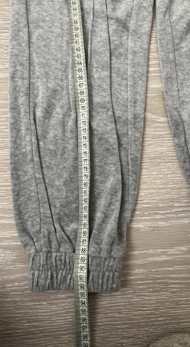 Gri Rahat Kesim Kadın Kadife Eşofman - Görsel 2