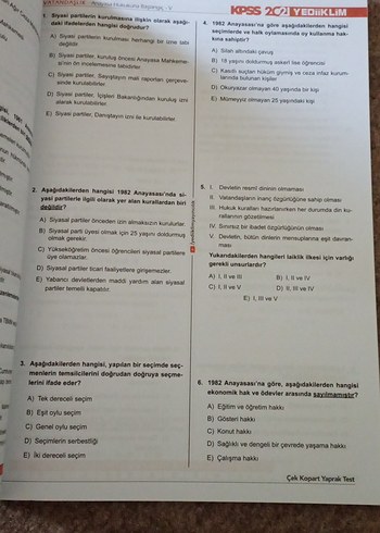Beden KPSS 2021 Vatandaşlık Yaprak Test