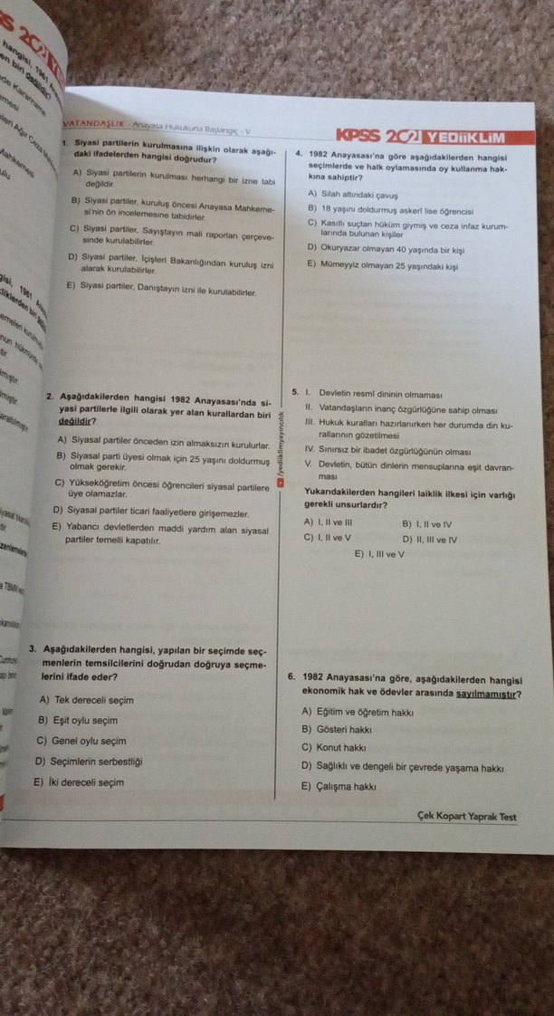 KPSS 2021 Vatandaşlık Yaprak Test - Görsel 3