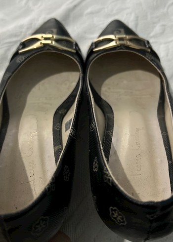 38 Beden siyah Renk Siyah Desenli Klasik Stiletto Tokalı Ayakkabı