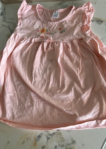 Kız Çocuk Pembe Nakışlı Kolsuz Elbise