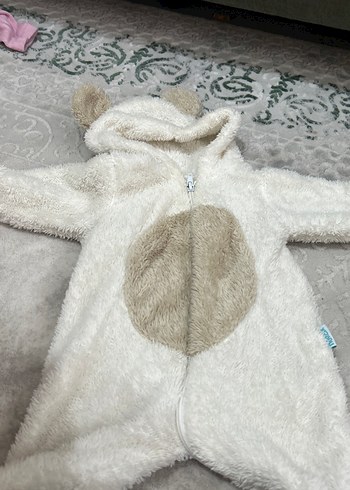 Kürklü Beyaz Bebek Tulumu - Görsel 3