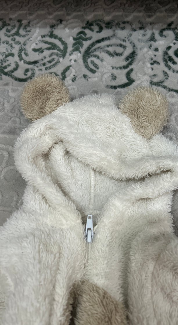 Kürklü Beyaz Bebek Tulumu - Görsel 2