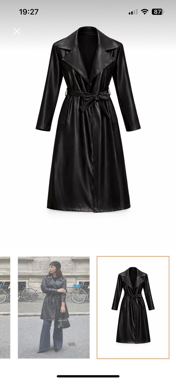 Deri Uzun Trençkot ceket - Görsel 2