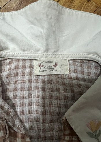 Bej Kareli kız çocuk Pamuk Gömlek - Görsel 2