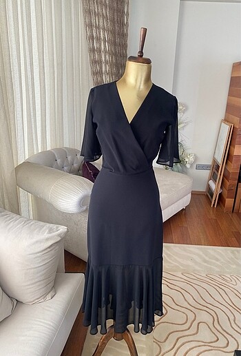 Ng style şifon detaylı şık elbise
