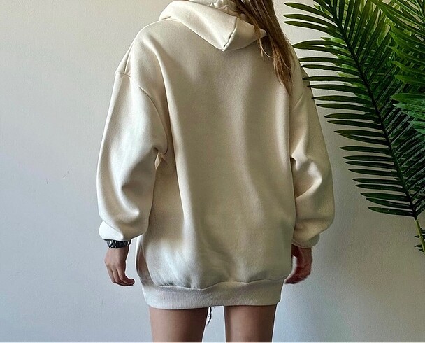 m Beden ten rengi Renk Oversize kapüşonlu nakışlı kanguru sweatshirt