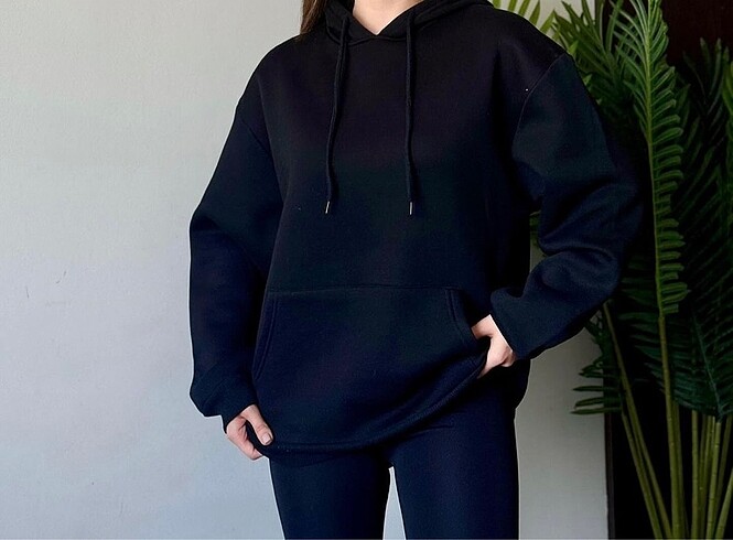 Oversize kanguru cep sweatshirt
